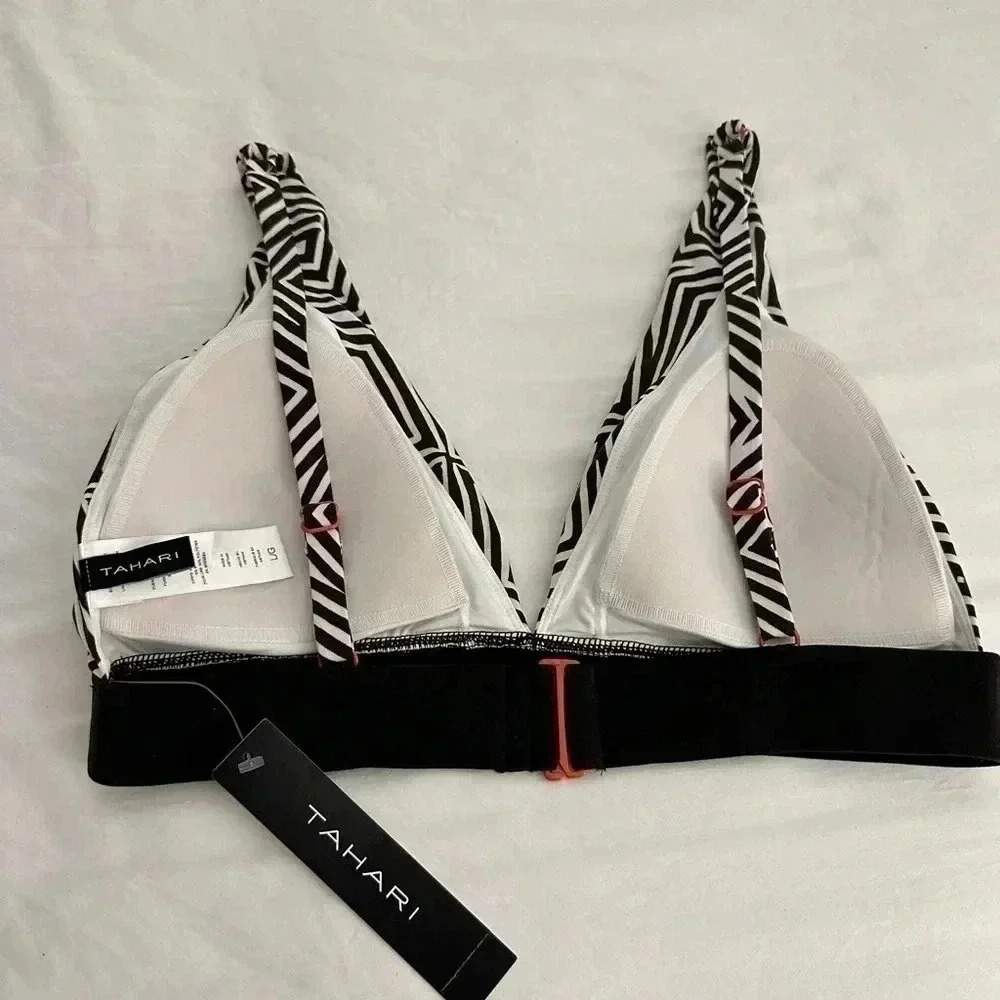 Tahari Brown Geometric Print Bikini Top Size L/G - Picture 4 of 6